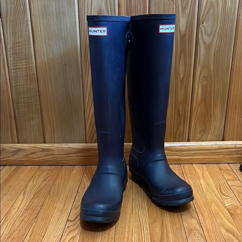 Hunter Eggplant Tall Wide Calf Rain Boots
